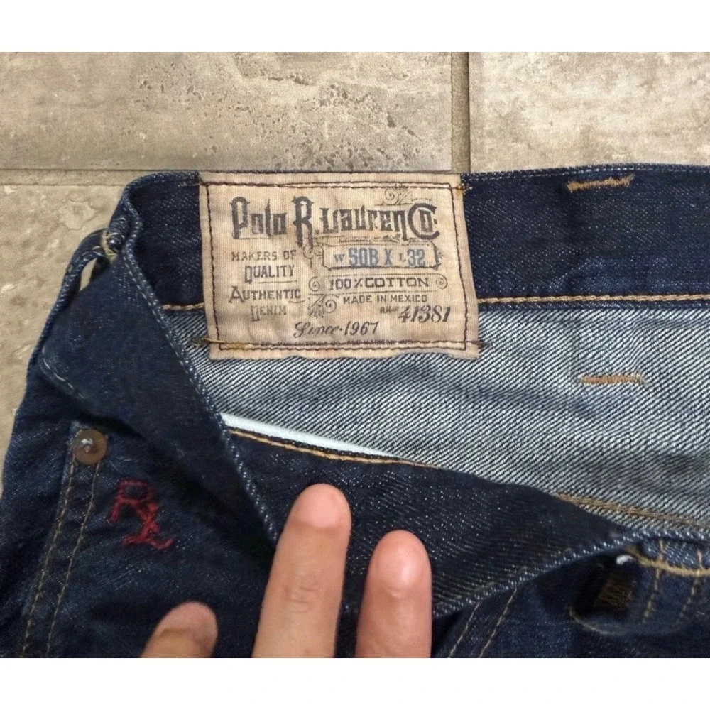 Polo Ralph Lauren Mens Big & Tall 50B x 32 Dark Wash Indigo Denim‎ Jeans